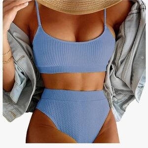 LILOSY 2 piece Bikini High Waisted/ Tummy Control /Ribbed/ Brazilian